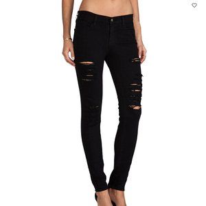 Frame Le Skinny de Jeanne Black Ripped Jeans